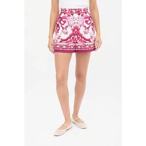 Dolce & Gabbana Cotton Majolica Shorts - Xs White & Pink